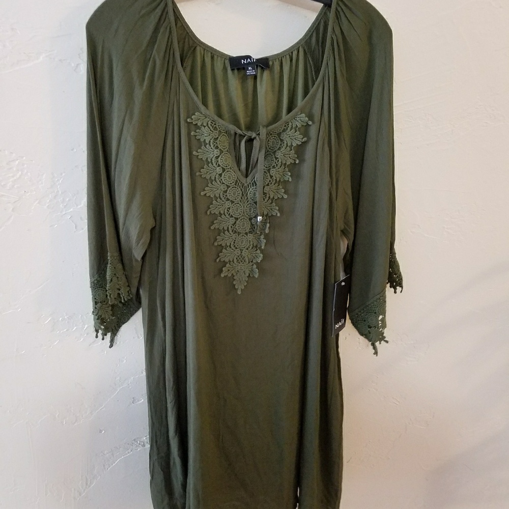 NAIF olive green dress NWT